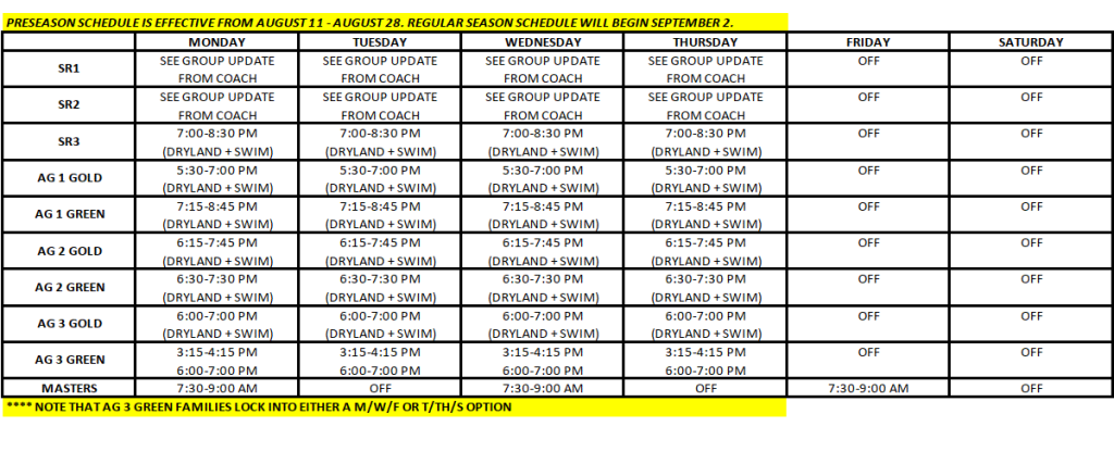 Johns Creek Preseason Schedule